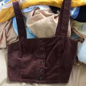 Brown corduroy cropped tank. Size Small, Forever21, never worn, with tags.